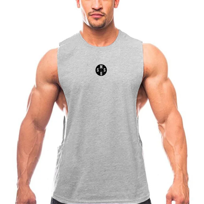 

Gym Bodybuilding Running Tank Top Men Summer High Quality Sleeveless Cotton T-shirts Workout Fitness Singlets Sport Vest Clothes