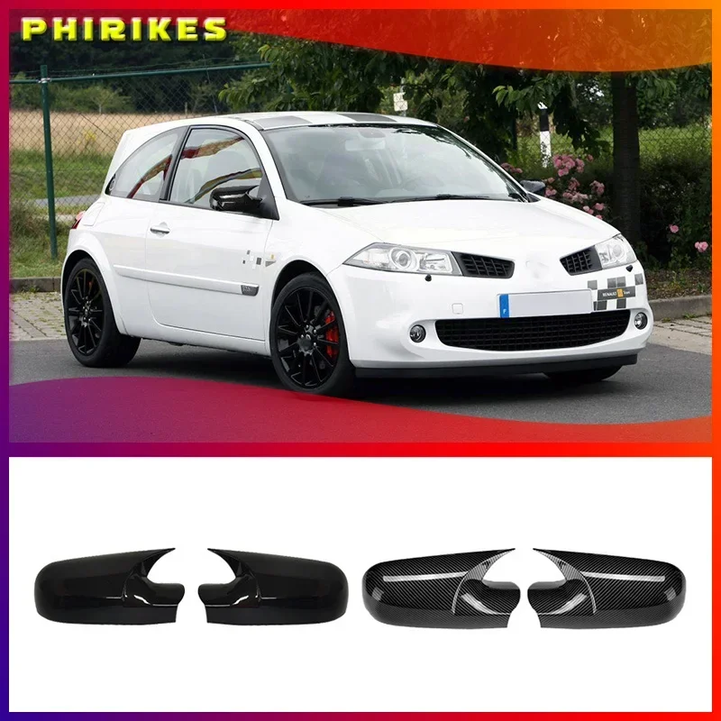 

For Renault Megane 2 MK2 2002-2009 Glossy Black Carbon Fiber Car Side Wing Rearview Mirror Cover Car exterior parts