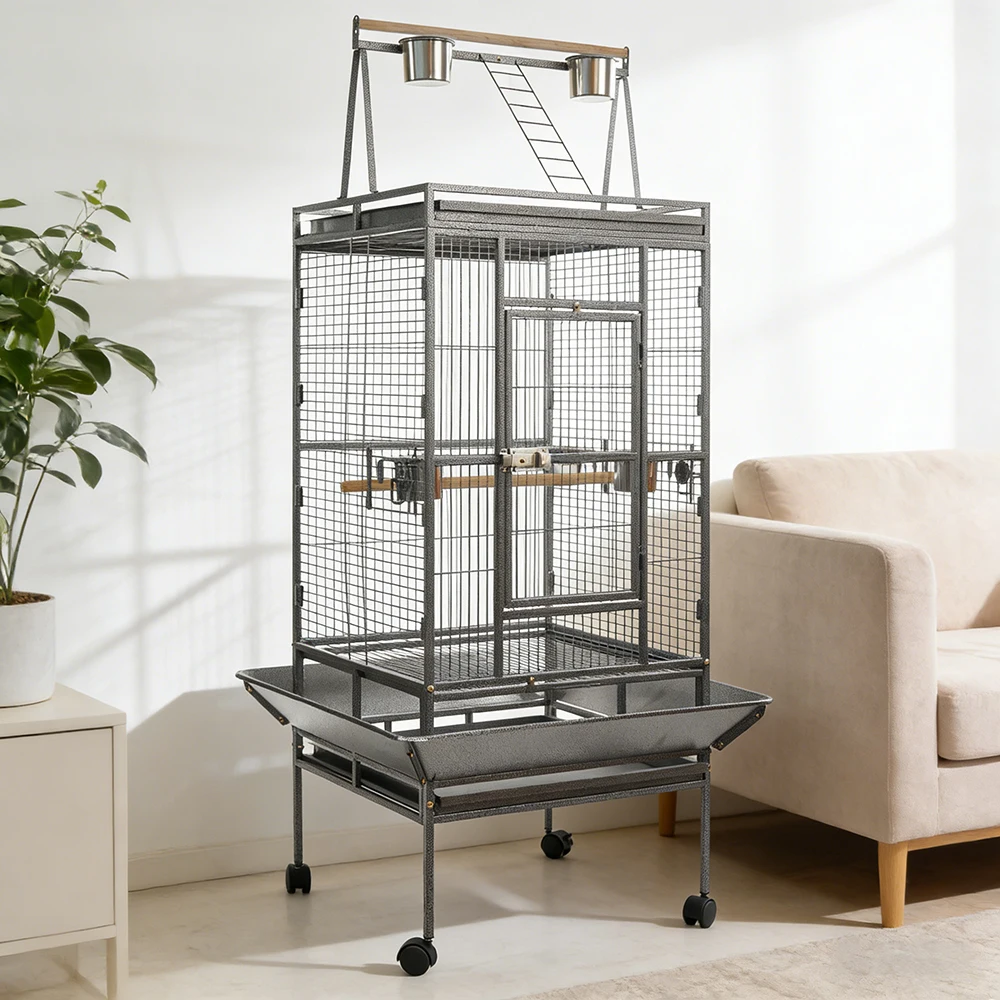 

Wholesale Aier B010 Medium Iron Bird Cage Animal Stackable Breeder Eco-Friendly 50 Lb Capacity Wire Flight Wooden Perch