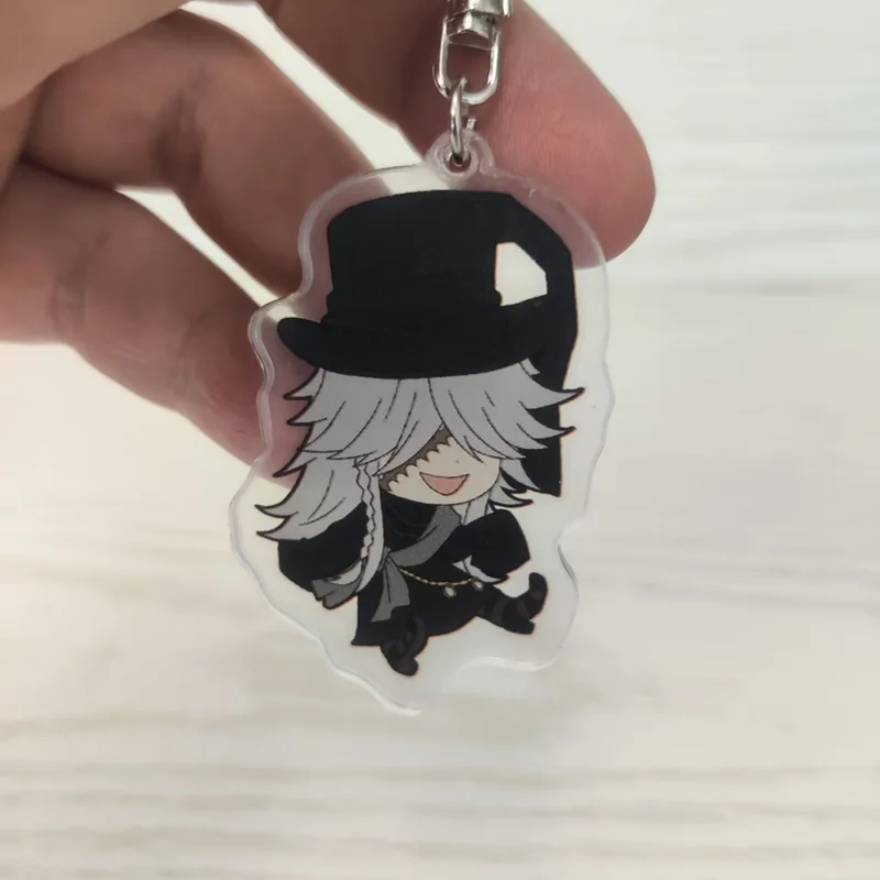 Black Butler Anime Figures Sebastian Michaelis Grelle Sutcliff Cosplay Acrylic Keychains Undertaker Pendant Decor Keyrings 6CM