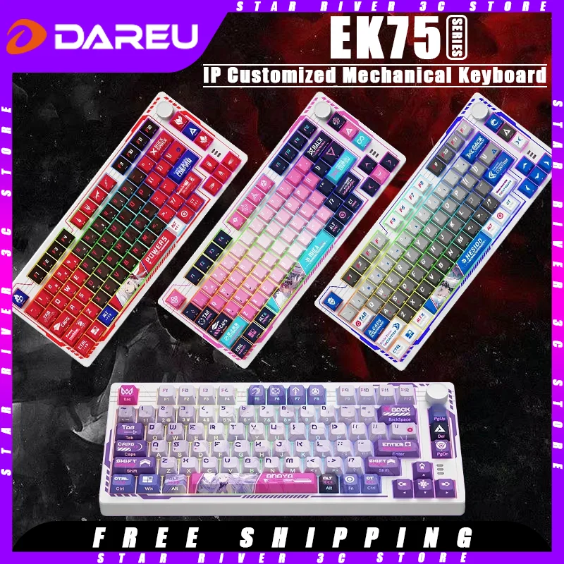 

DAREU EK75 Mechanical Keyboard Tri-mode Wirelss 2.4g Hot Swappable Ergonomics Gaming Keyboard Customized Pc Gamer Accessories