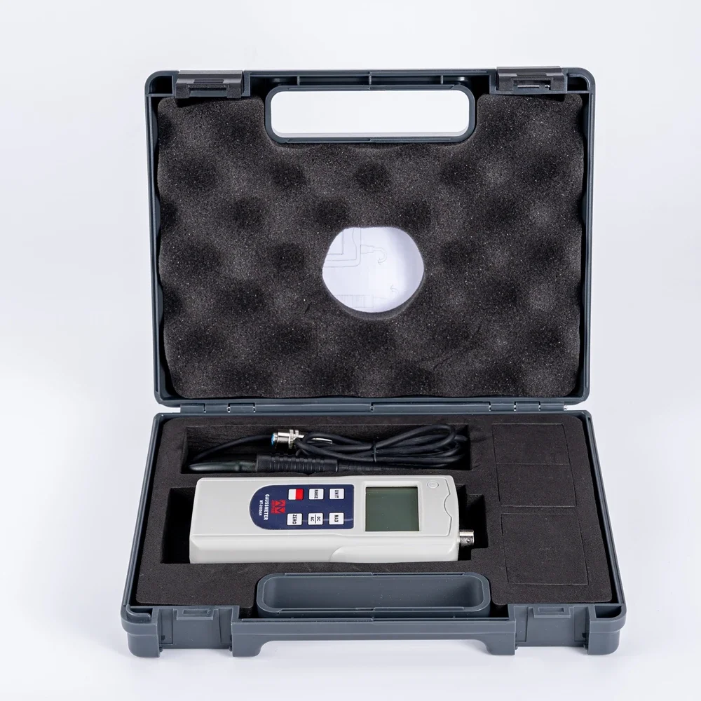 Gaussmeter Tesla Meter MT-200DAH Tesla 0~2000mT Fluxmeter Surface MagneticField Tester with Ns Function + Metal Probe