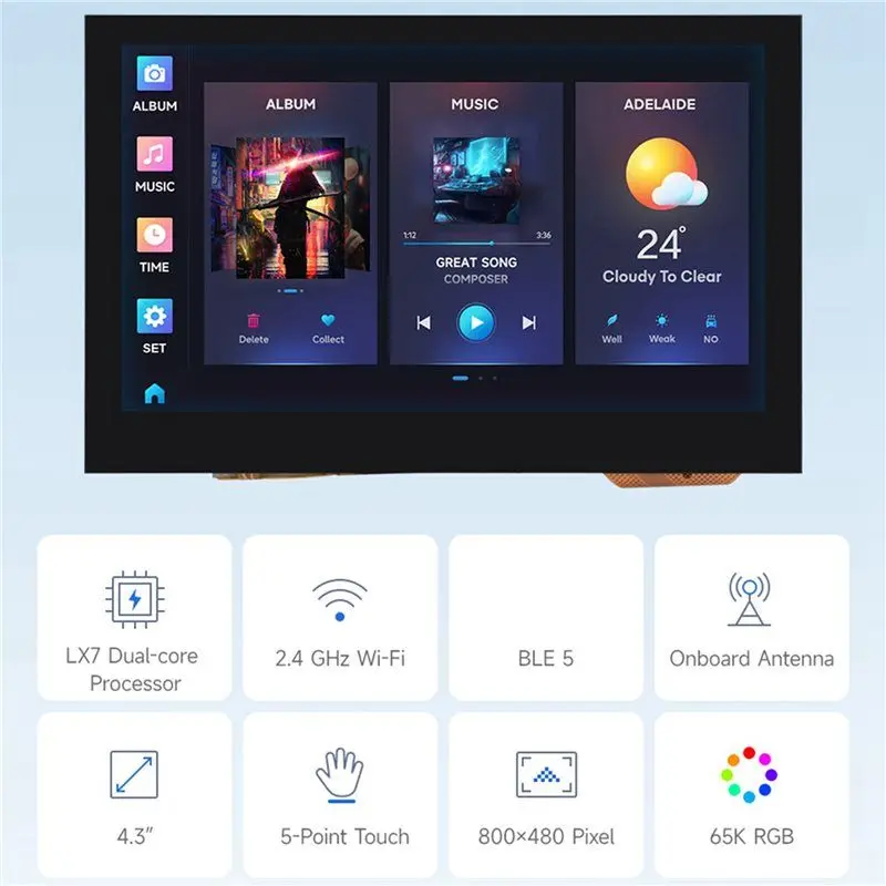 ABMF-6X ESP32-S3 4.3Inch Capacitive Touch Screen Development Board Dual-Core Processor 240Mhz Wifi Bluetooth On-Board Antenna