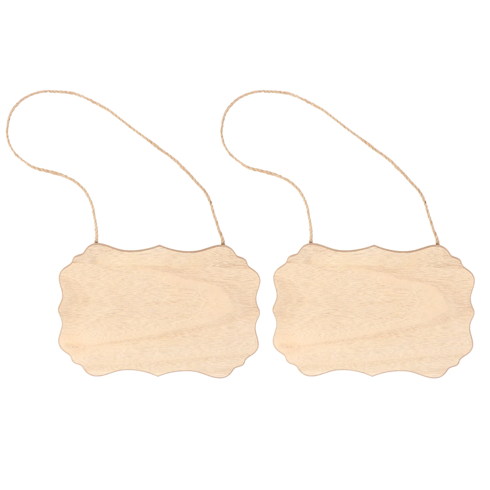 

2 Pcs Wooden Decorative Hang Tag Hanging Blank Sign Unfinished Plaque DIY Painting Home School