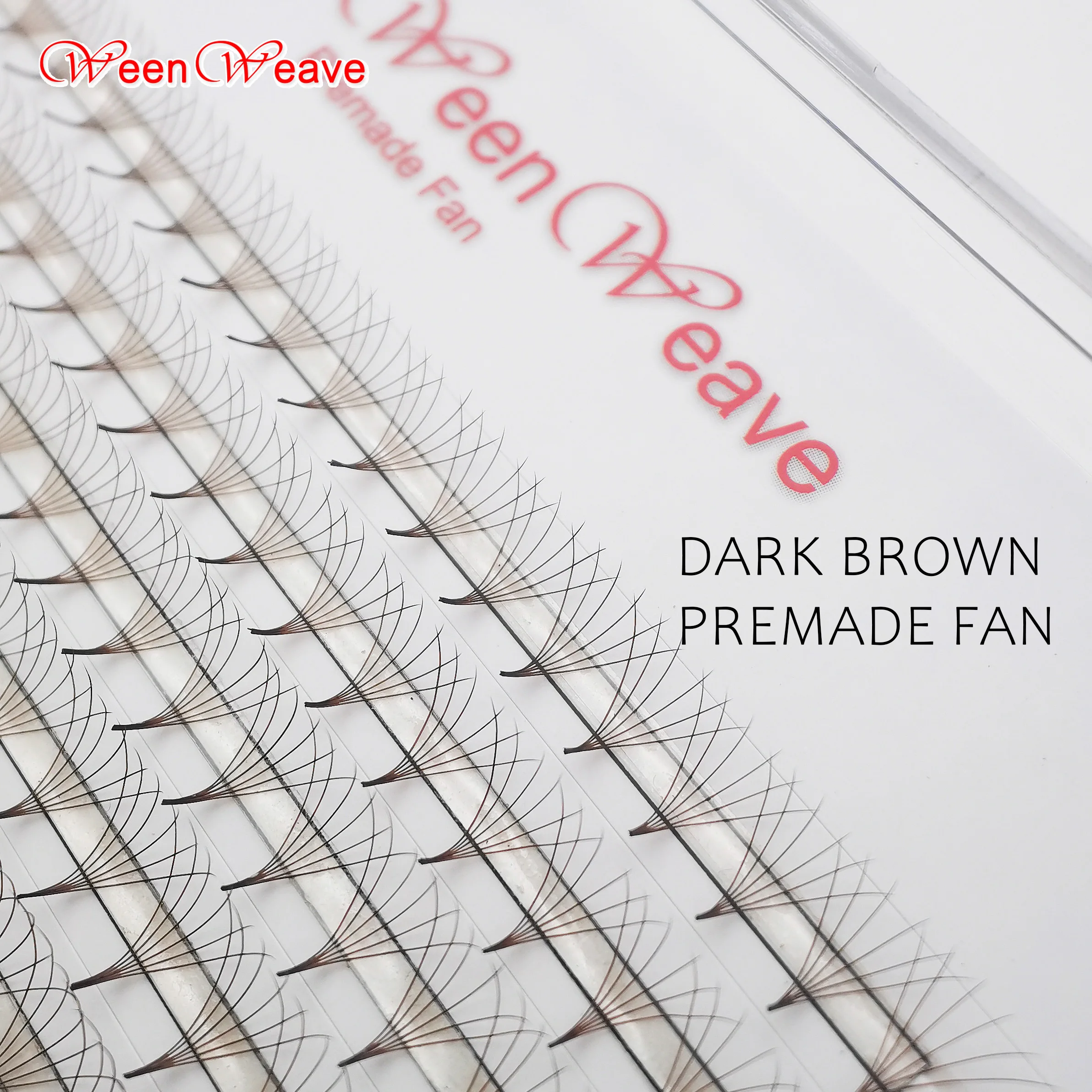 WeenWeave Dark Brown Russian Volume Pre made Fans 6D 0.07mm 8-16mm Thin Pointy Base 320 Fans Ready  Made Promade Fans