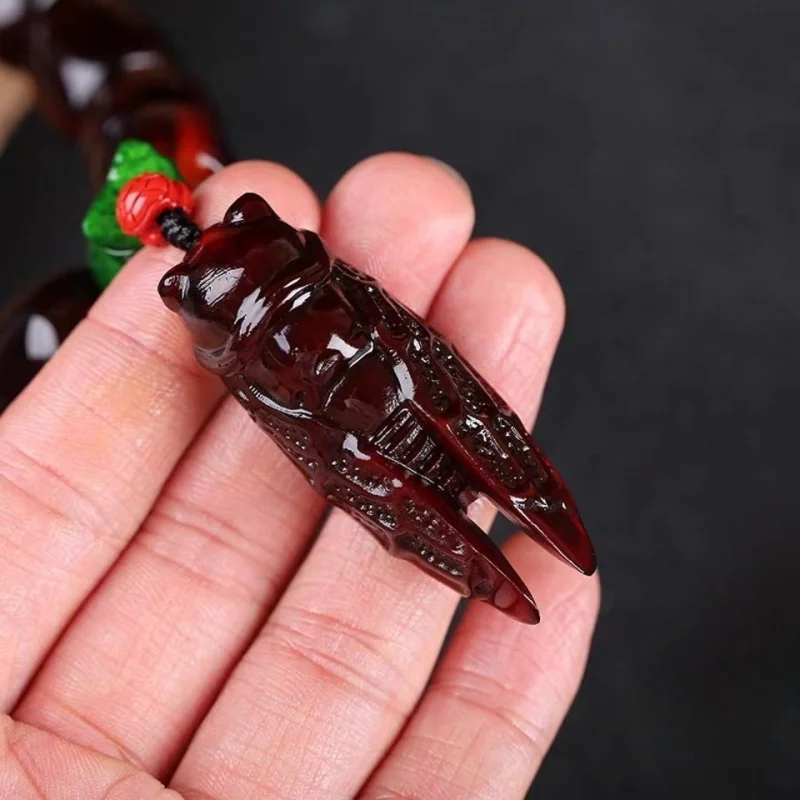 Tibetan-style yak horn hand-held bracelet men with beads, One Sound Resonates, Golden Cicada