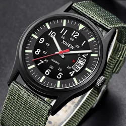 Moda quadrante rotondo cinturino in Nylon cinturino uomo ragazzo militare esercito data orologio da polso al quarzo regalo Relogio Masculino Reloj Hombre