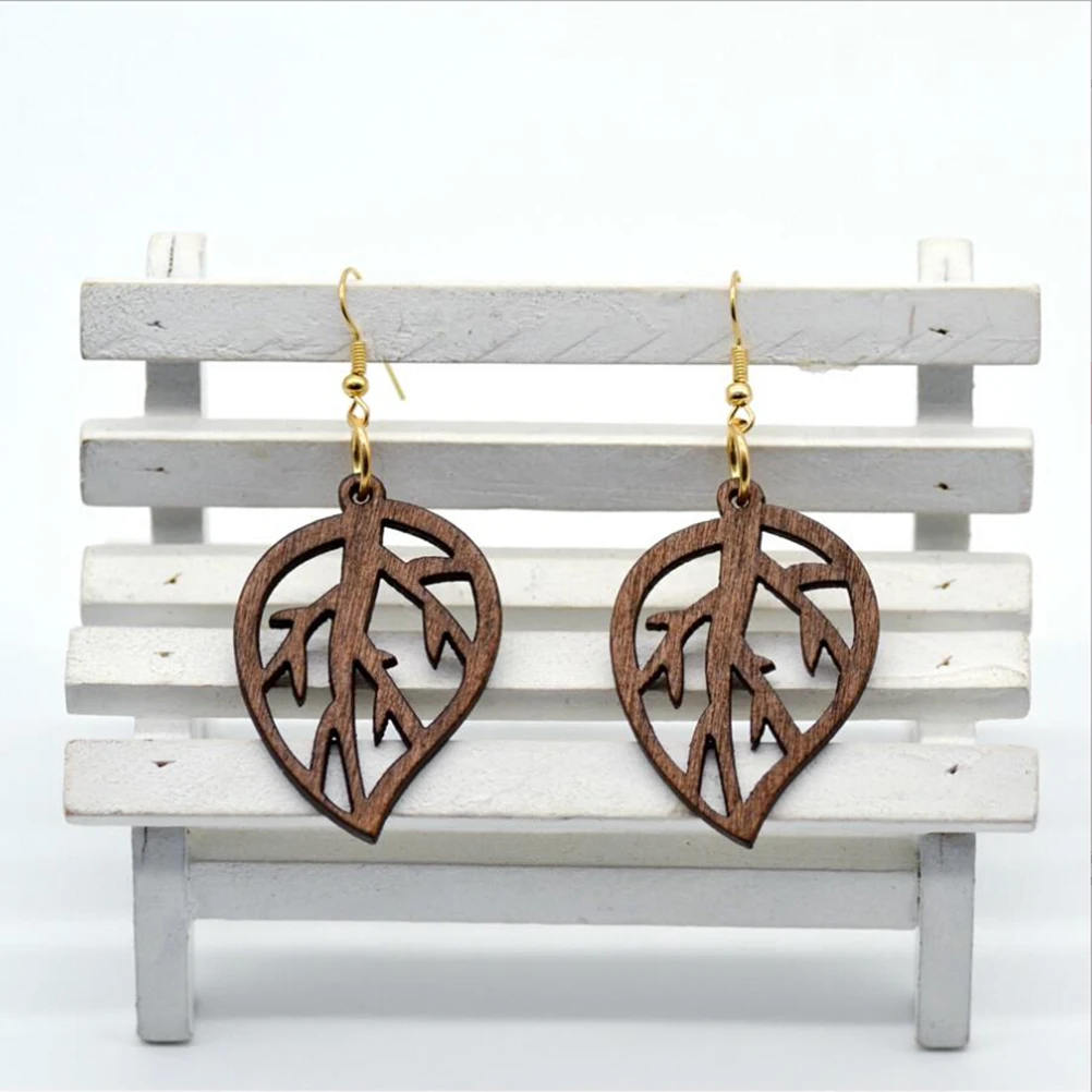 

women earrings women ear drop holloe out earrings leaf earrings wood earring