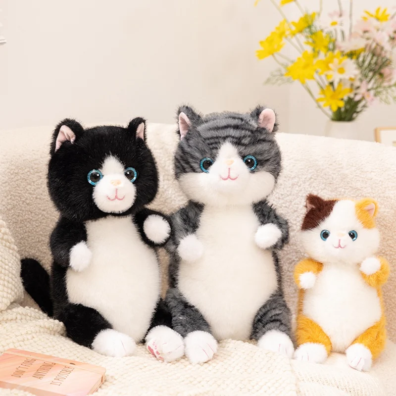 20/30cmの高品質な漫画猫ぬいぐるみリュックサック、シミュレーションソフトストライプ猫動物ぬいぐるみ、家の装飾、子供へのギフト