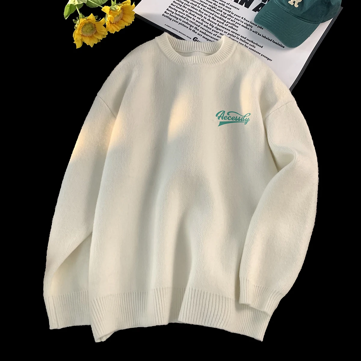 

Мужской весенне-осенний свободный вязаный свитер: комфортный, теплый, универсальный, повседневный, шерстяной, модный