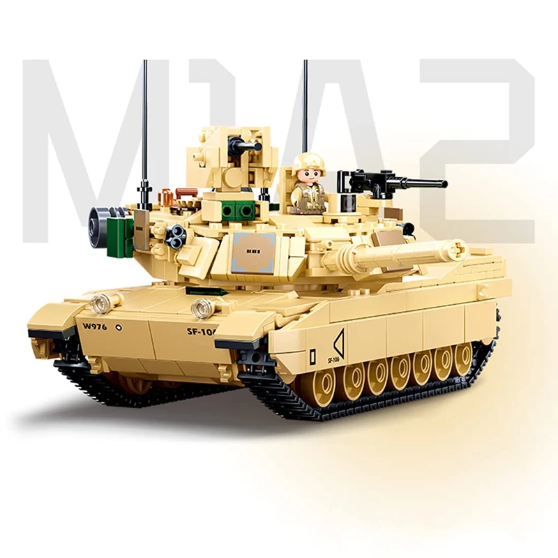 Sluban Military Collection Model M1A2 Sep V2 Abrams Main Battle Tank Building Block Set 781PCS Army Bricks Construction Kits Toy