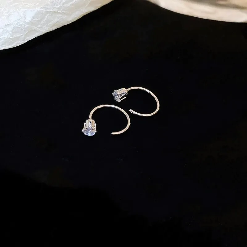 10mm Round Hoop Earrings For Women Temperament Inlaid Zircon Earrings Simple Copper Earrings Daily Small Ear Hook Jewelry