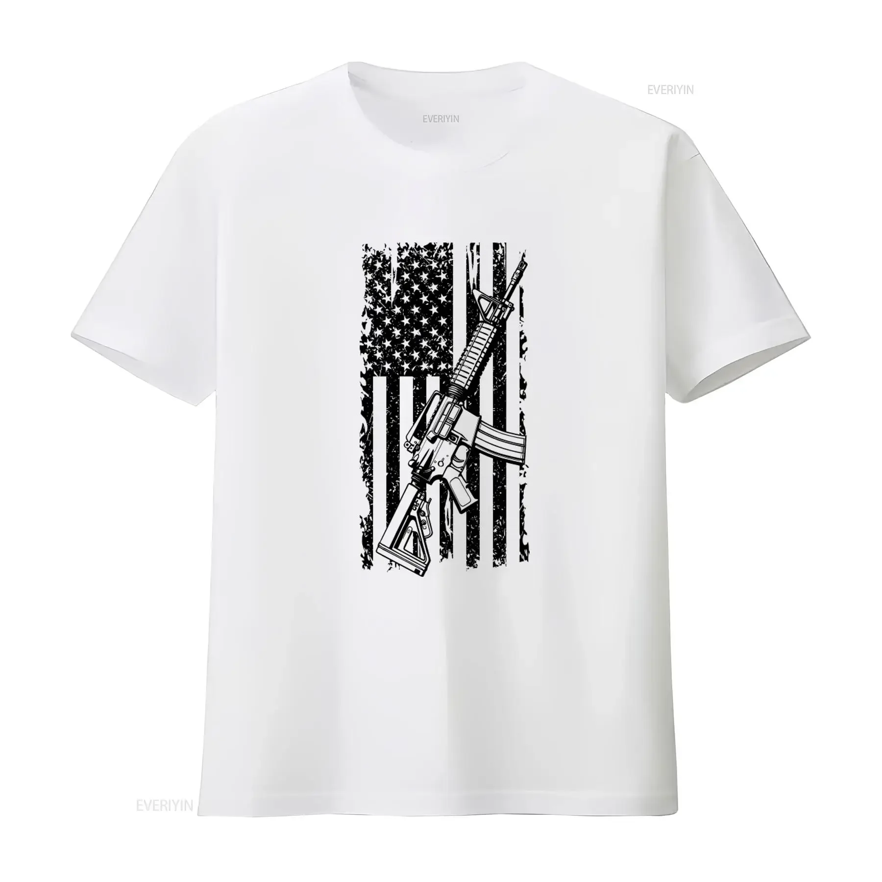 Men's Ar 15 Usa Flag Patriotic T Shirt Pro Gun 2nd Amendment Design vintage Washed fashion Slightly streetwear designer clothes