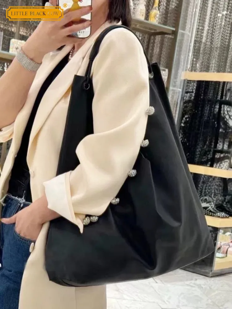 

Женская повседневная сумка через плечо из натуральной кожи, однотонная, большая вместительная сумка для покупок, модная женская сумка-тоут из композитных материалов