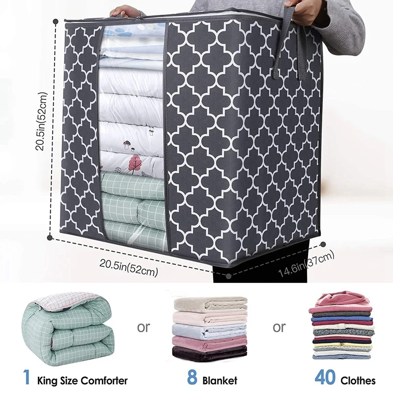 HOT SALE Storage Bags [6 Pack/100L] Large Blanket Clothes Organization And Storage Containers For Comforters,Bedding, Foldable