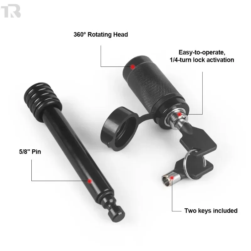 Kunci Trailer Mobil 5/8″ – Penerima 2″ – Truk RV – Termasuk Kunci – Kunci Anti Maling Penahan Hitch Pin Tahan Air dari Baja