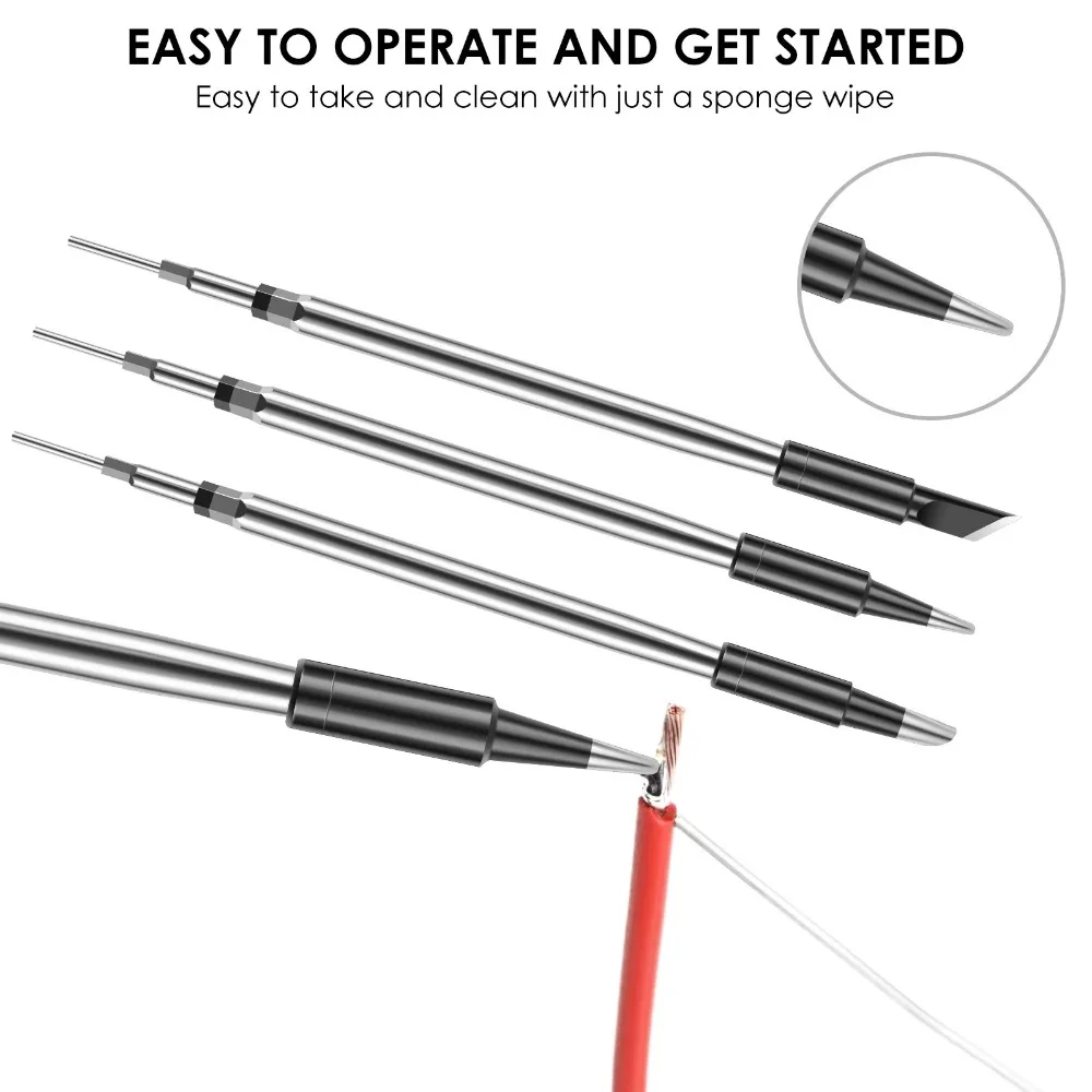 

Replacement Core Soldering Iron Tip Kits Horseshoe Tip Blade Tip Soldering Iron Tool Stainless Steel Round Pointed
