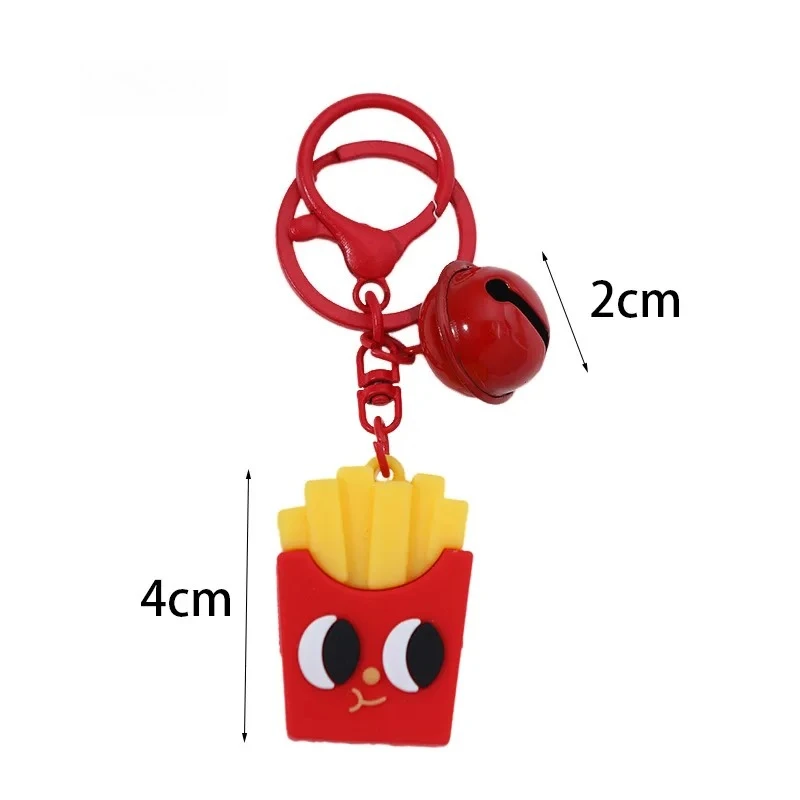 1/3/5PCS Cute Hamburger Fries Keychain Cartoon Food Charm Keyring Funny Car Decor Bag Pendant Gift for Kids Party Favors