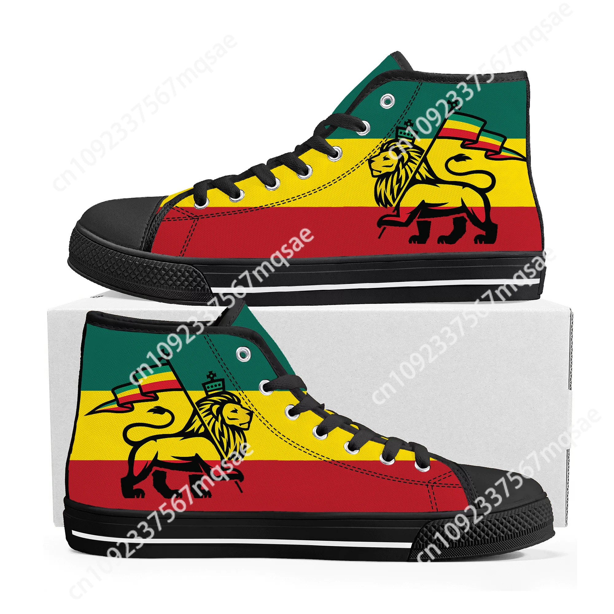 

Reggae Rastafarian Rasta Rastafari Lion Of Judah High Top Sneakers Mens Womens Teenager Canvas Sneaker Casual Shoes Custom Shoe