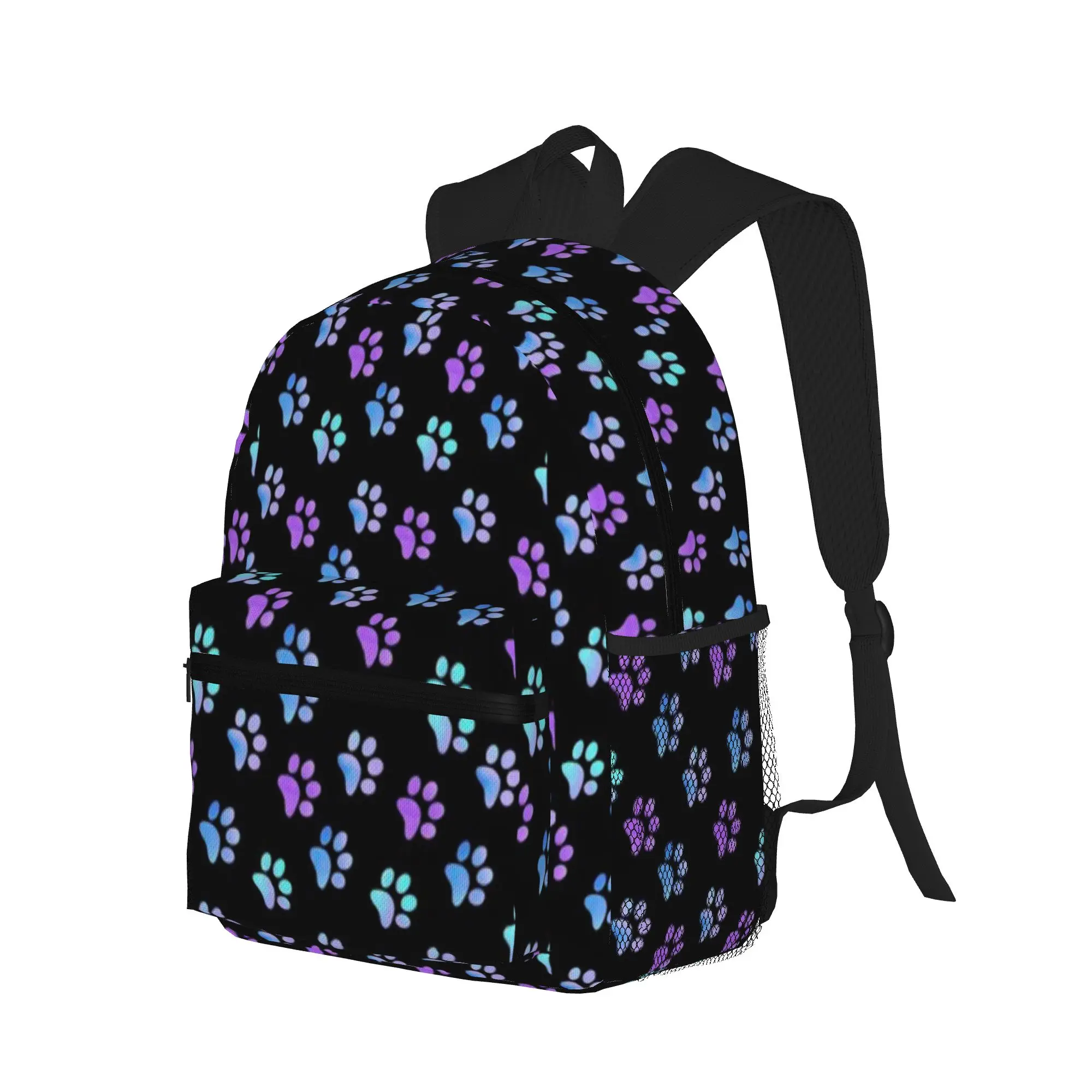 Blue Purple Galaxy Paw Prints  Casual Backpack for Students and Adults Bags