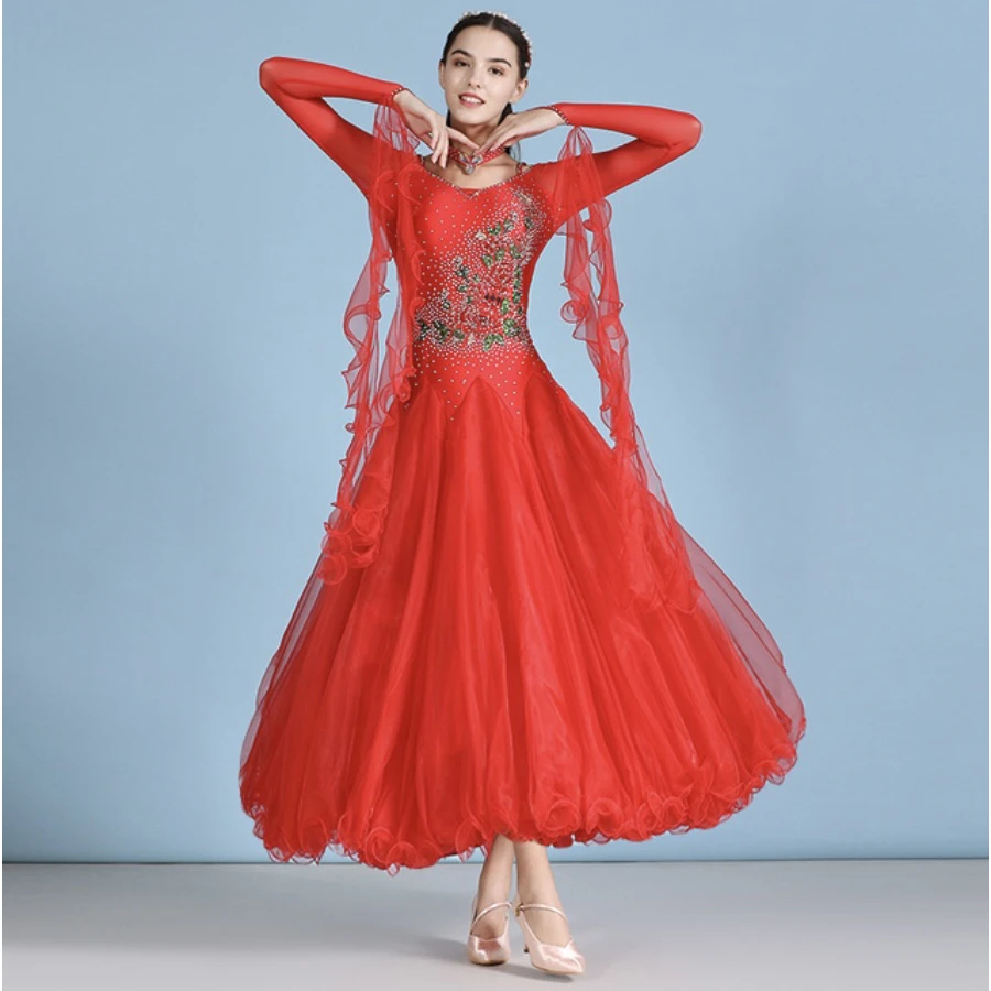 Adult Modern Dance Dress Ballroom Dancing Costume Fringe Waltz Dress Rumba Costumes Modern Dance Costumes Wear