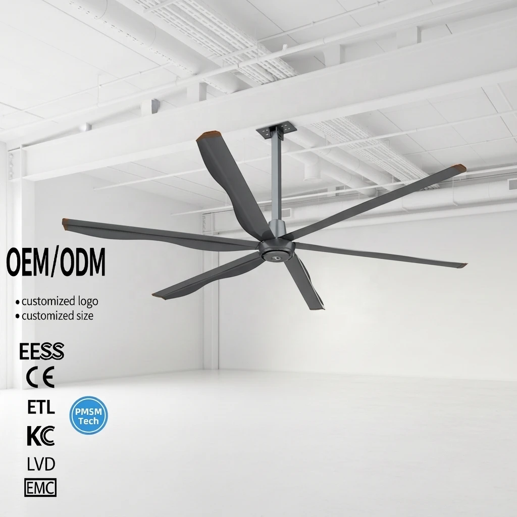 feet industrial permanent magnet synchronous motor ventilation fan, direct drive 2.4m-8m aluminum alloy electric ceiling fan