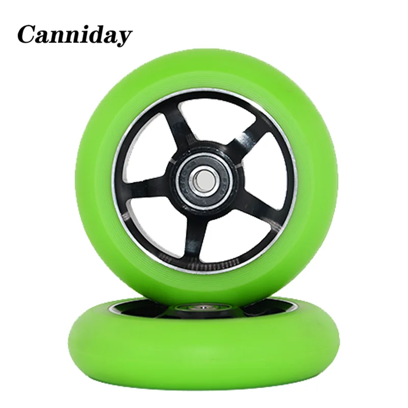 100mm Stunt Scooter Wheels Aluminum Alloy Wheels High Elastic Speed Skating PU 88A Wheels 2pcs/set