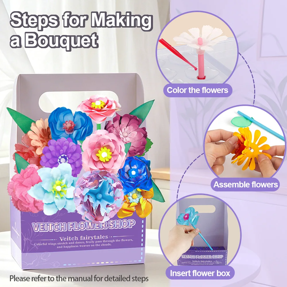 1Pc Fun Magic Flower Dyeing Experiment Kit, colorful DIY blooming craft, educational science toy gift for kids