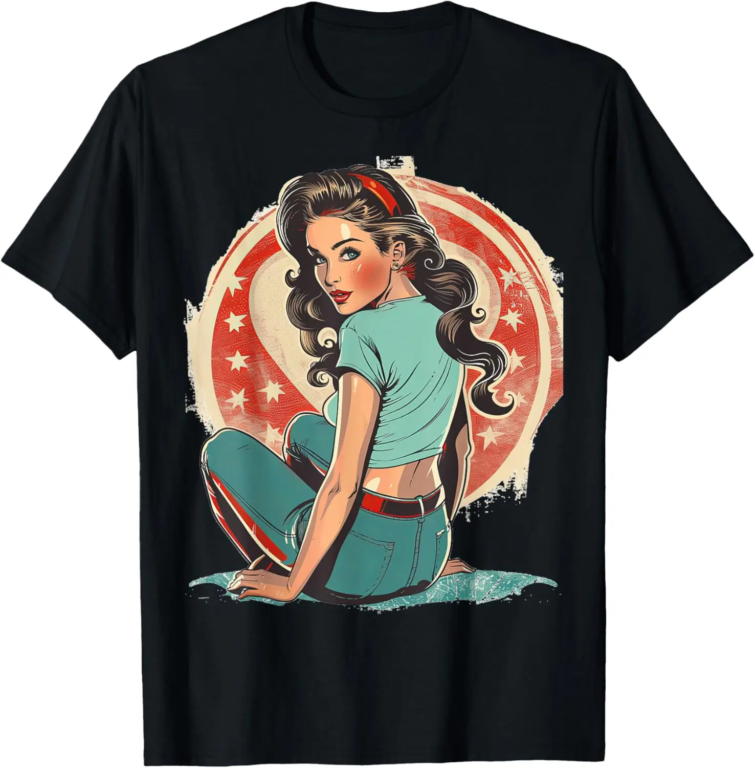 

Винтажная футболка в стиле ретро для девочек Pinup Girl Pin Up