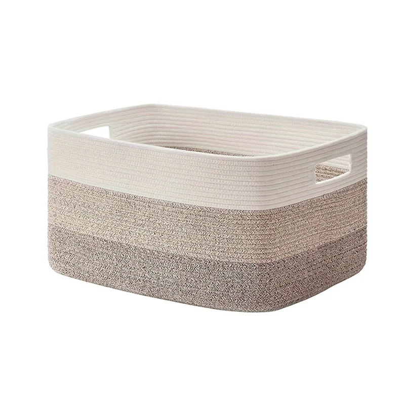 

ABWP-Extra Large Woven Storage Basket,Cotton Rope Basket For Living Room, Laundry, Toys - Gradient Brown