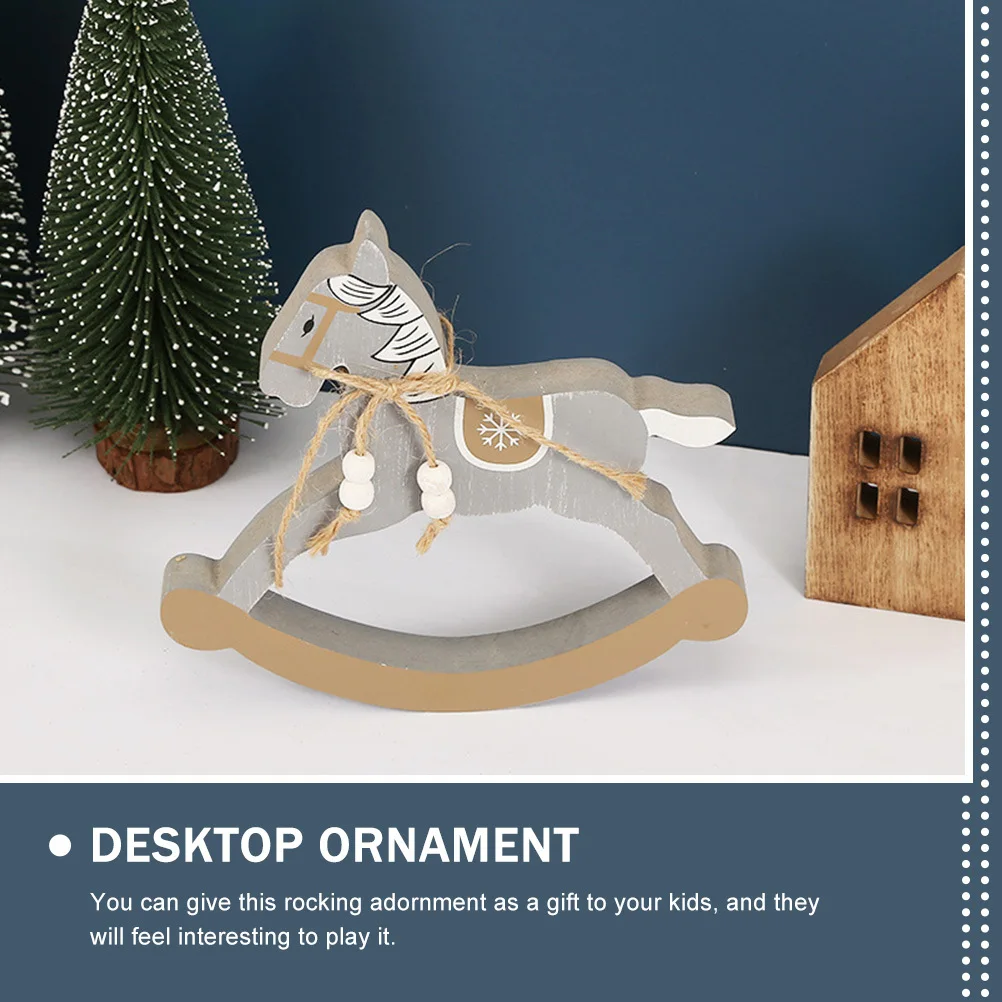 

Wooden Horse for Mountable Horses Rockers Decor Mini Rocking Desktop Ornament