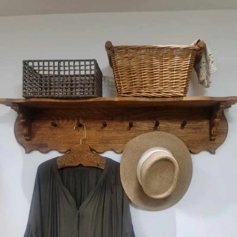 

‌Vintage Entryway Coat Rack Multifunctional Wall Storage Organizer Rustic Hanger Decor for Hats Wall Mounted for Cafe Home Decor