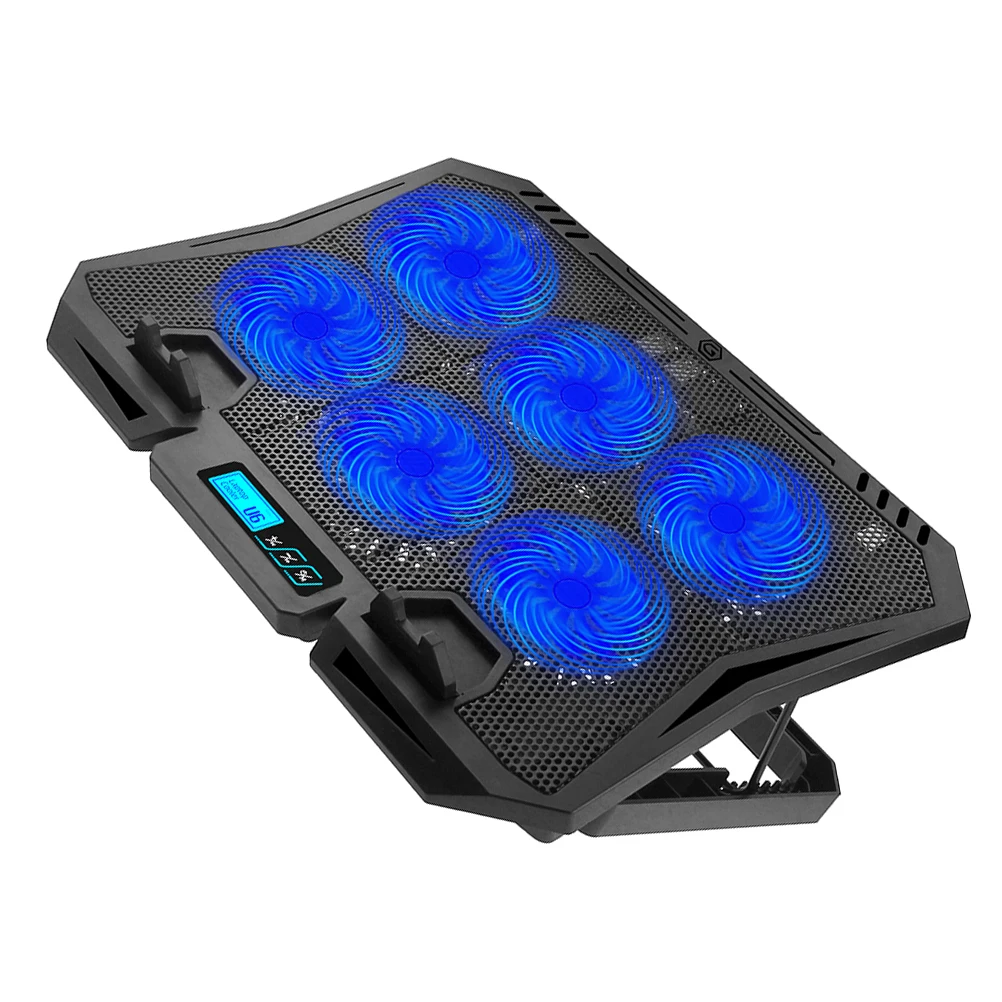

Laptop Cooling Base 15.6 Inch Quiet Fans Pad Computer Bracket Plate Portable Stand Blue Light Adjustable Height