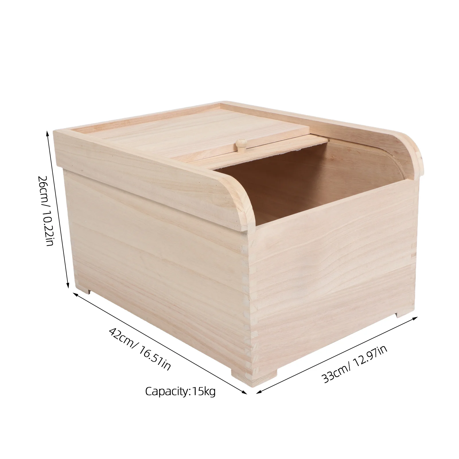 حاوية تخزين الأرز الخشبية سعة كبيرة 15 كجم دلو الأرز الخشبي الصلب تخزين الحبوب المختومة منظم الطعام الجاف استخدام المطبخ #3