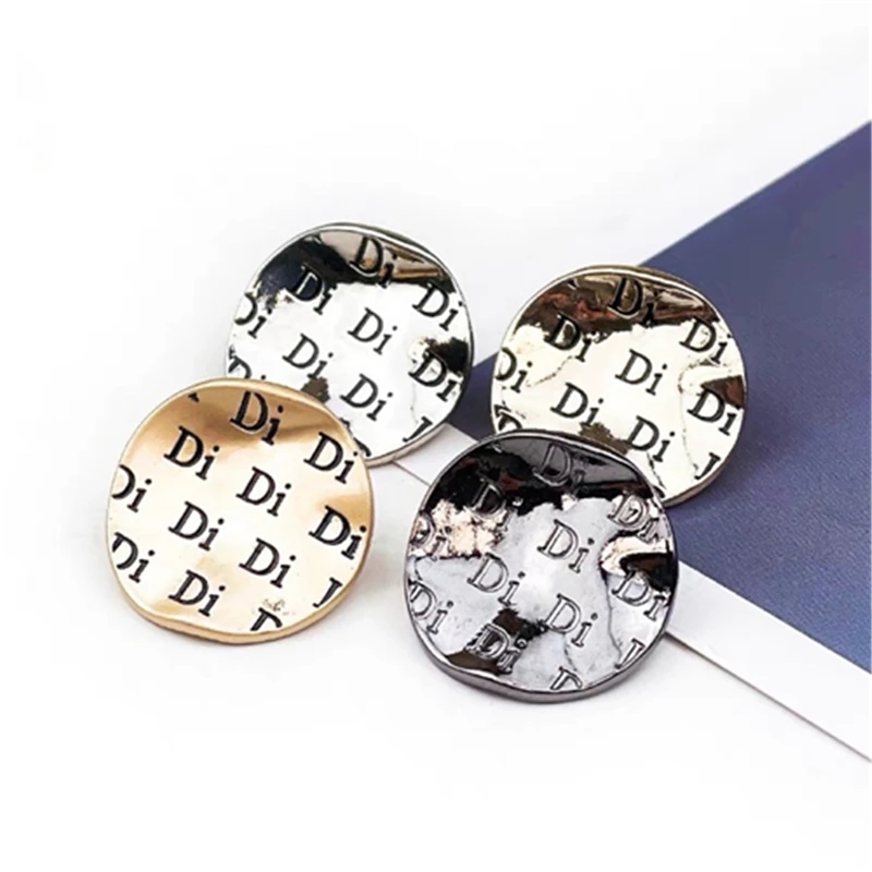 FCXDG 10pcs Fashion Designers Clothing Buttons Irregular Curved Metal Buttons Women's Clothing Decorative Gold Sewing Buttons