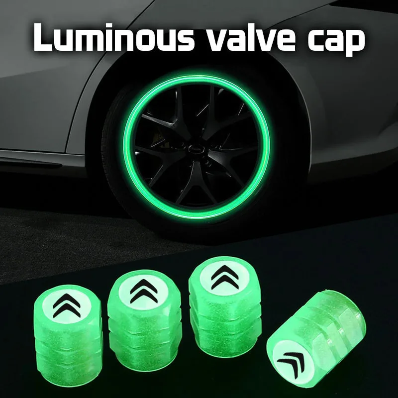 4Pcs Car Tyre Luminous Valve Cap Valves Nozzles Accessories For Citroen e-C3 e-C4 X C5X C3 C4 Cactus Picasso C-Crosser C6 C1