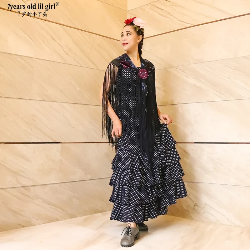 Spanish Dance Dress Flamenco Practice Skirt Wear Women GG04