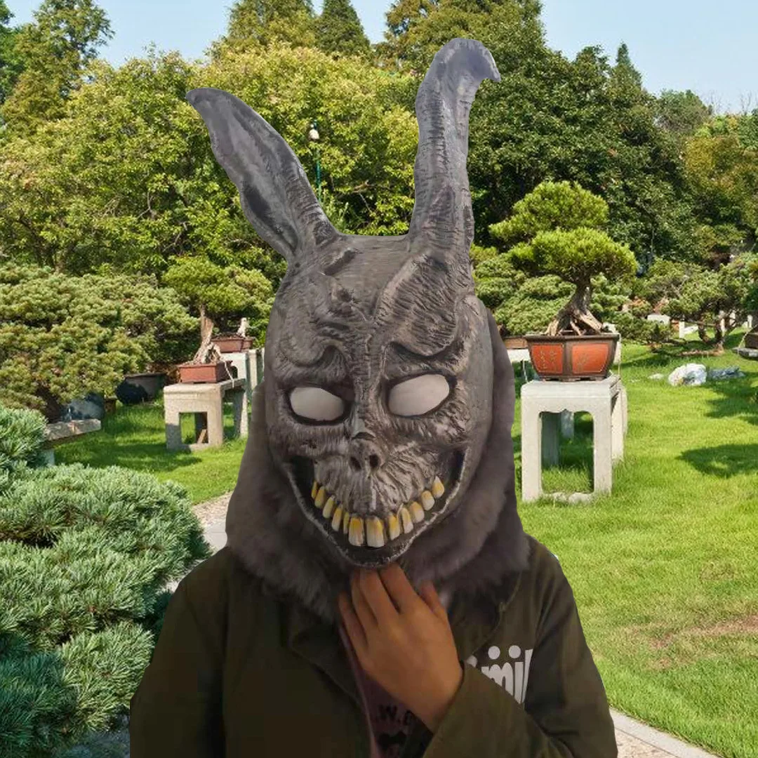 Latex rabbit mask Frank evil Silver rabbit animal head costume for a bar party costume spoof