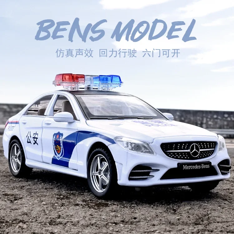 

1:32 Mercedes-Benz C260 police car High Simulation Diecast Car Metal Alloy Model Car Children's toys collection gifts A629