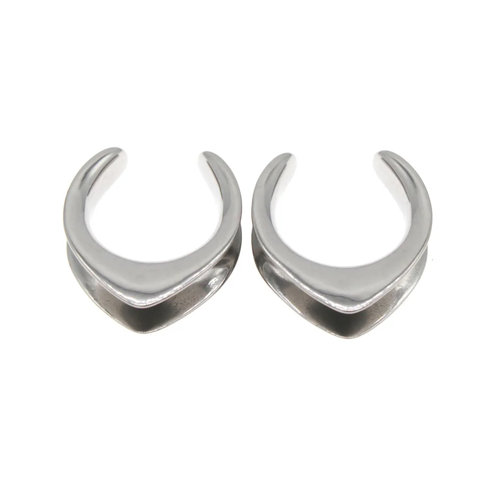 Guemcal 1 Pair Stainless Steel 6-30mm Saddle Ear Tunnel Plugs Ear Expander Stretchers Gauges Earrings Body Piercing Jewelry Gift