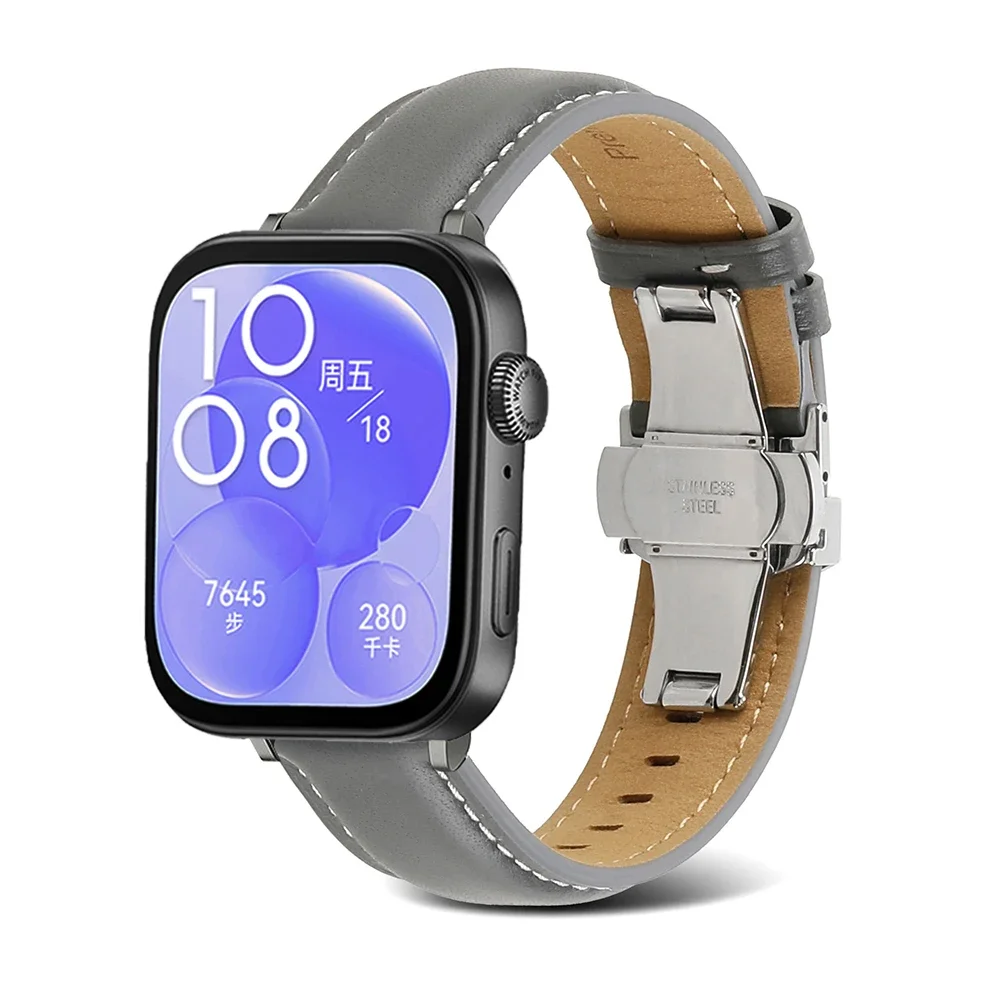 Cinturino in pelle per Huawei Watch Fit 3/Fit 4/Fit 4 pro Cinturino con fibbia a farfalla in metallo per orologio Fit 4/Fit 4 pro Band Accessori