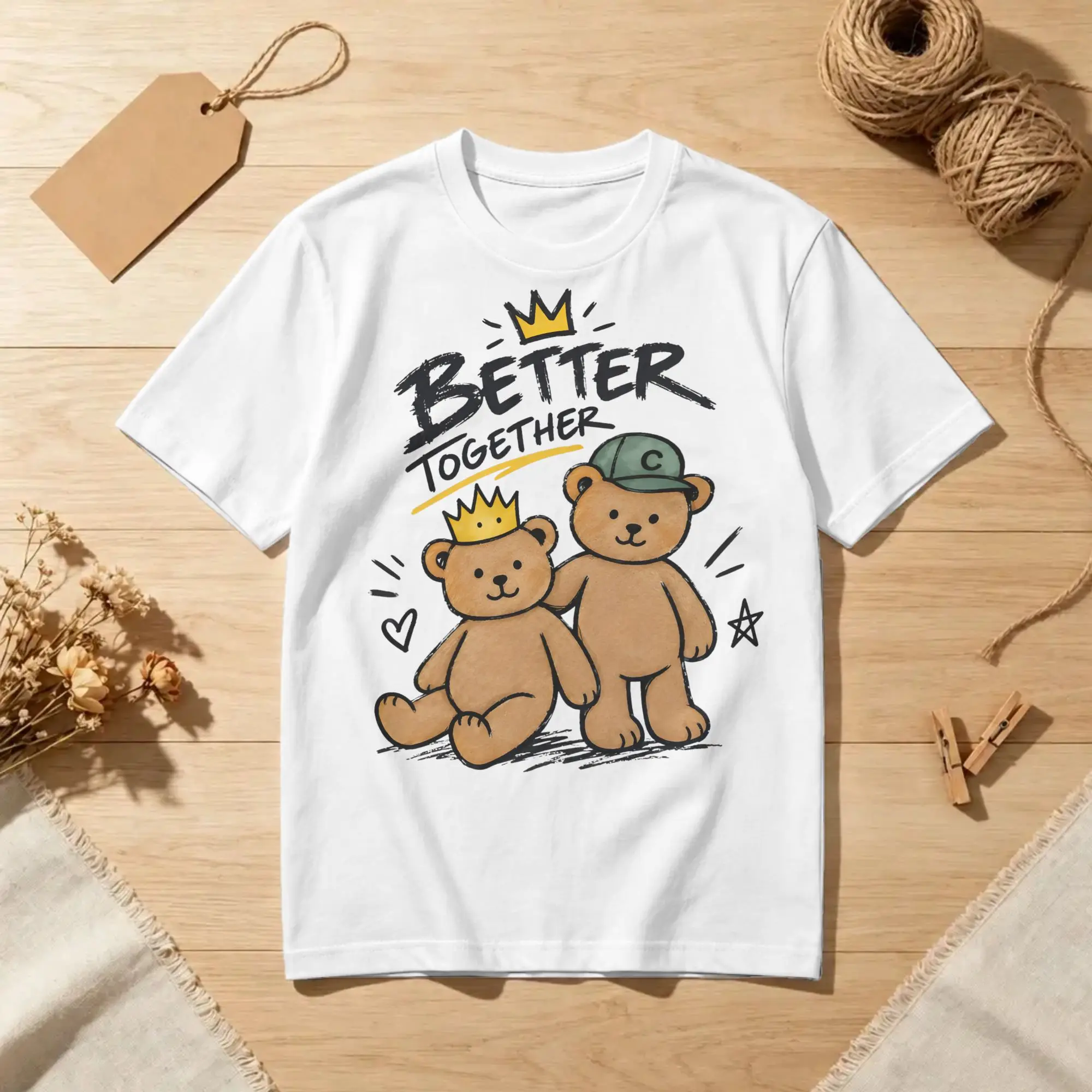 Bncmap Bear Together Brooke & Connor T-Shirt for Men Women  Fun Cotton Tees Round Neck Short Sleeve T Shirts Printed Clothing