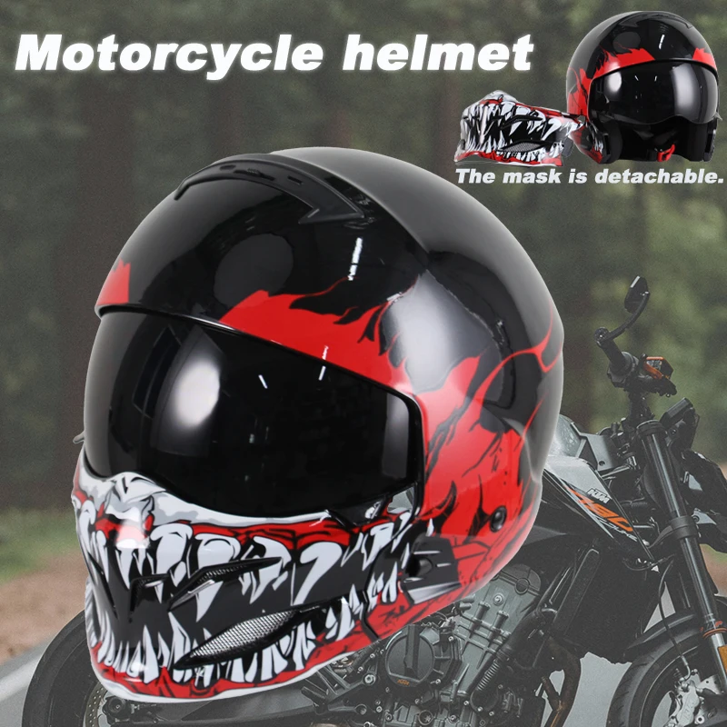 2025Scorpion Helmet Detachable Multi-purpose Combination Helmet Motorcycle Locomotive Personality Half Predator Helmet