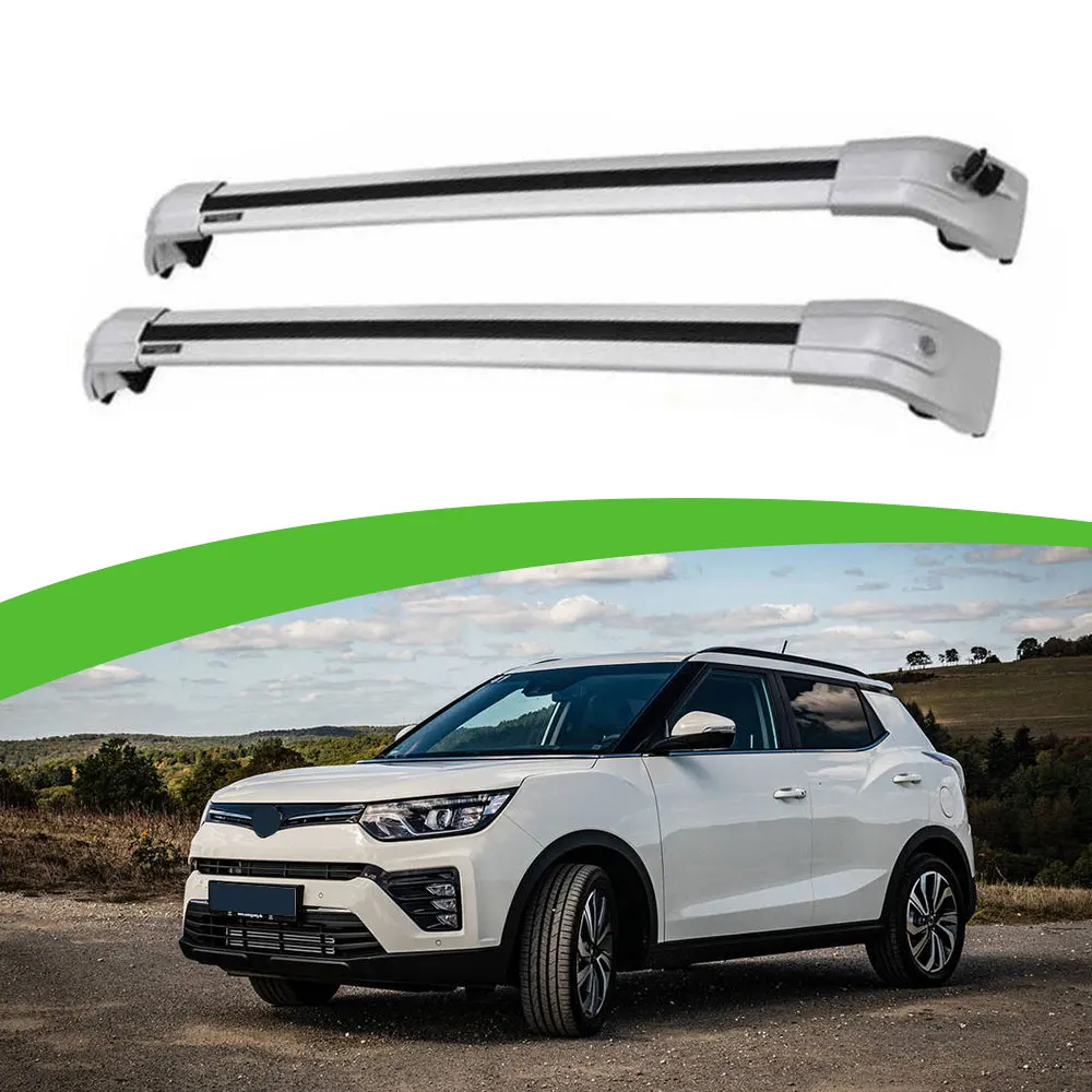 2Pcs Fit for SsangYong Tivoli 2015-2020 Aluminum Roof Rail Rack Cross Bar Crossbar