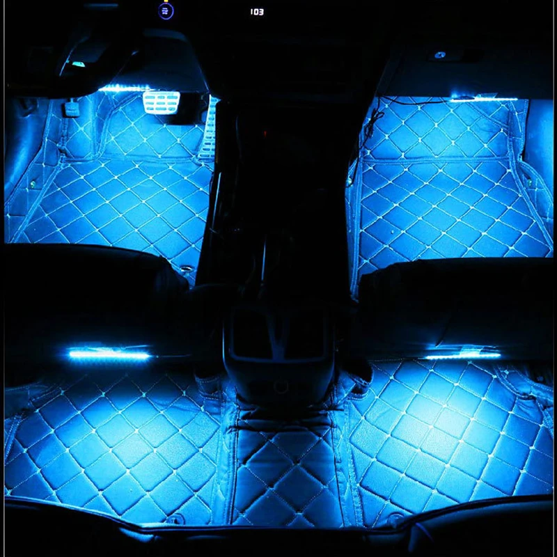 Auto Voet Ambient 4 In1 Of 2 In 1 Strip Sfeer Auto Interieur Decoratieve Omgevingslicht Flexibele Voor 12-24V Usb Neon Stemming