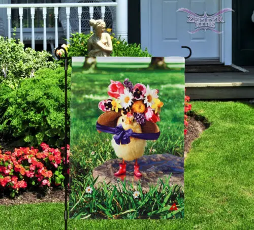 Easter Bonnet Chick garden flag double sided Easter garden flag Easter flag