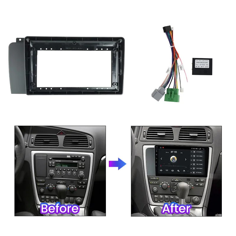 9 Inch Car Frame Fascia Adapter Canbus Box Decoder Android Radio Dash Fitting Panel Kit For Volvo XC70 V70 S60 2004-2007