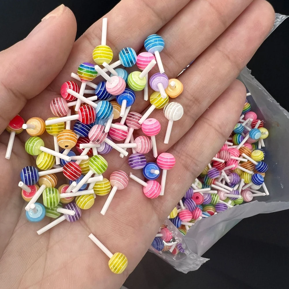 20 sztuk kolorowe Lollipop Nail Art Charm 3D żywica Kawaii Mini cukierki Lollipop ozdoby do paznokci DIY Mix kolorów akcesoria do paznokci