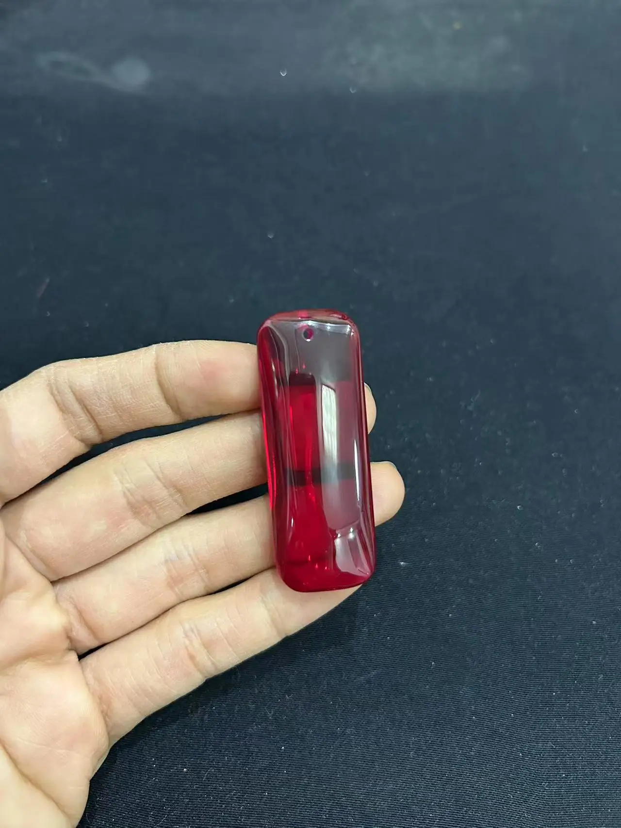 Ruby red corundum hardness 9 rectangular double-sided 18*50mm weight 20g pendant Safe and Quiet brand pendant