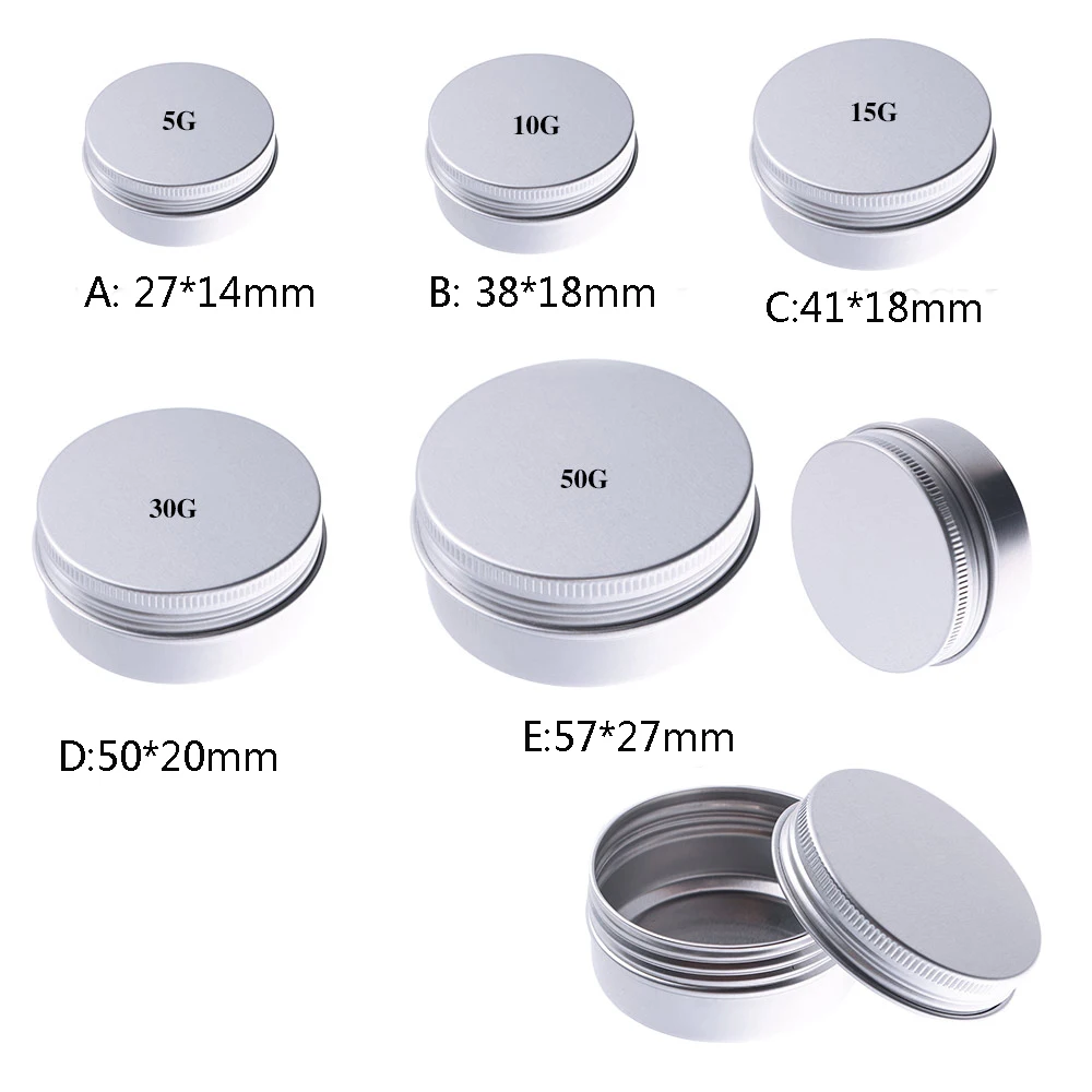 5g-250g Small Tin Packing box Refillable Containers Aluminum Cosmetic Storage Jars Cosmetic Screw Top Sample Containers